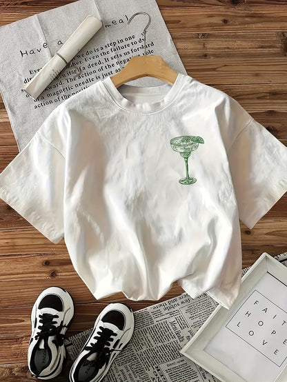 Margarita Cocktail Club Women’s T-Shirt, Casual Graphic Short Sleeve