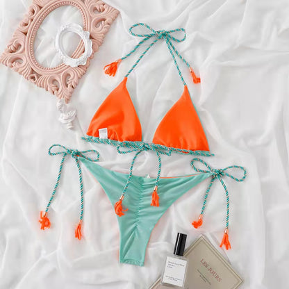 Sexy Tassel Split Bikini Set Women Swimwear